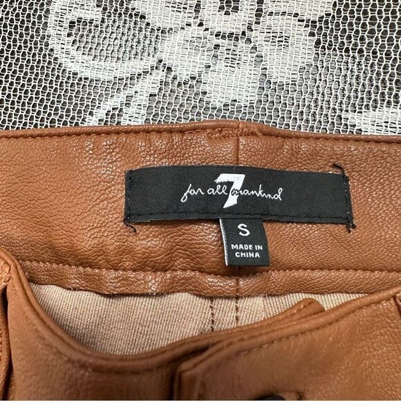 7 For All Mankind High Rise Skinny Vegan Leather Pants in Camel Sz Small - Picture 16 of 17